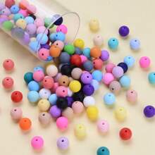 40 peças/Conjunto Contas de Silicone Macias para Fabricação de Chaveiros, Conjunto de 8 Cores, Contas de Silicone de 12mm a Granel, Contas Redondas de Silicone, Contas Distanciadoras Soltas para Chaveiros, Joias, Acessórios de DIY e Artesanato