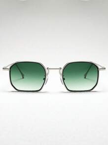 1 Pair Unisex Retro Square Fashion Glasses, Contrast Color Double Rim Business Fashion Glasses For Men, Casual Fashion Glasses For Women, Suitable For Outdoor, Street, Beach, With Delicate Black Leather Case