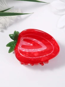 1 件可爱亚克力红色水果草莓小爪发夹，适合日常佩戴和度假，春夏季 - 紅色 - 查看 12