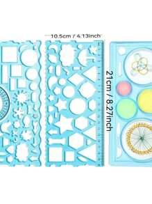 Set de 7 plantillas para dibujar Juego de reglas geométricas multifuncionales para herramientas de dibujo Útiles escolares Plantilla de plástico de gran tamaño Conjunto de plantillas para dibujo de patrones Adecuado para estudiantes Dibujo a mano Periódico Dibujo Regalo para niñas y niños