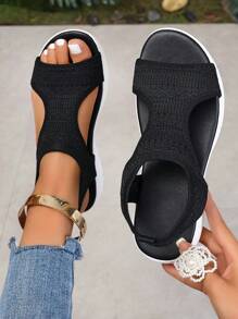 Neues Design, verschleißfeste, einfache Outdoor-Strandschuhe, Cut Out Slip-On Plateausandalen mit offener Zehenpartie für Damen, fällt klein aus, Einheitsgröße