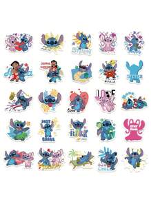 Disney 50 Piezas de Pegatinas oficialmente autorizadas de Disney del personaje Stitch para manualidades, álbumes de recortes, laptops, botellas de agua, computadoras, guitarras, impermeables y decorativas