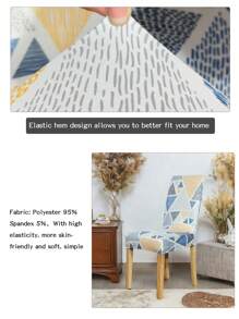 1pc High Elasticity Digital Printing Chair Cover, Geometric Pattern, Bohemian Style, High Stretch Polyester Fiber Dustproof Chair Slipcover