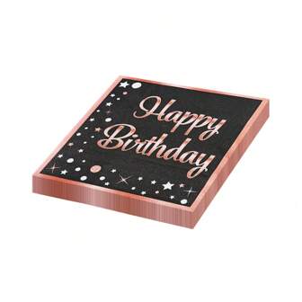20Pcs 13 * 13 Inch Disposable Happy Birthday Party Napkins With Black Background, Pink Border, Star Dot Pattern, Used For Birthday Parties, Family Gatherings, Wedding Banquets, Hotel And Restaurant Decoration Napkins