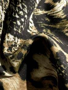 Summer Beach Old Money Euro Western Retro Leopard Print Halter Triangle Top And Side Knot Tie Bikini Swimwear Set