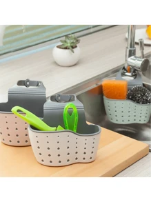 1pc Sink Hanging Drain Basket With Silicone Storage Box, Adjustable Shoulder Strap Drain Rack, Sponge Holder, Faucet Hanging Basket, Kitchen Storage Bag, Perfect For Storing Sponges And Rags In The Kitchen