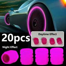 20pcs Luminous Tire Valve Caps, Glow In The Dark Tire Valve Covers For Bicycle, Motorcycle, Car Decoration Accessories