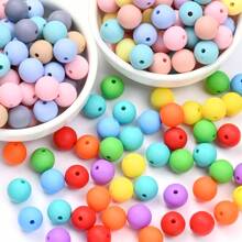 50 Peças/Conjunto Série Arco-Íris de Contas de Silicone, Conjunto de 5-7 cores de contas de silicone de 12mm em granel, contas de silicone soltas redondas para fabricação de chaveiros, kit de contas para a fabricação de joias DIY (Não inclui garrafa)