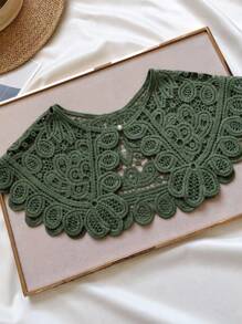 1pc Women's Solid Color Hollow Out Lace Knit Cardigan, Elegant Style Decorative Sunscreen Shawl Collar Bolero Suitable For Vacation, Outdoor, Party, Spring/Summer/Autumn For Dress For Christmas Decor