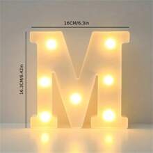 16cm Luce a LED con lettere, luce notturna illuminata con alfabeto e numeri, adatta per decorazione di casa, bar, matrimonio, festa di compleanno - Bianco - Visualizzare 15