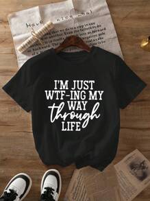 Summer Casual Women's Round Neck T-Shirt, Slim Fit Short Sleeved T-Shirt