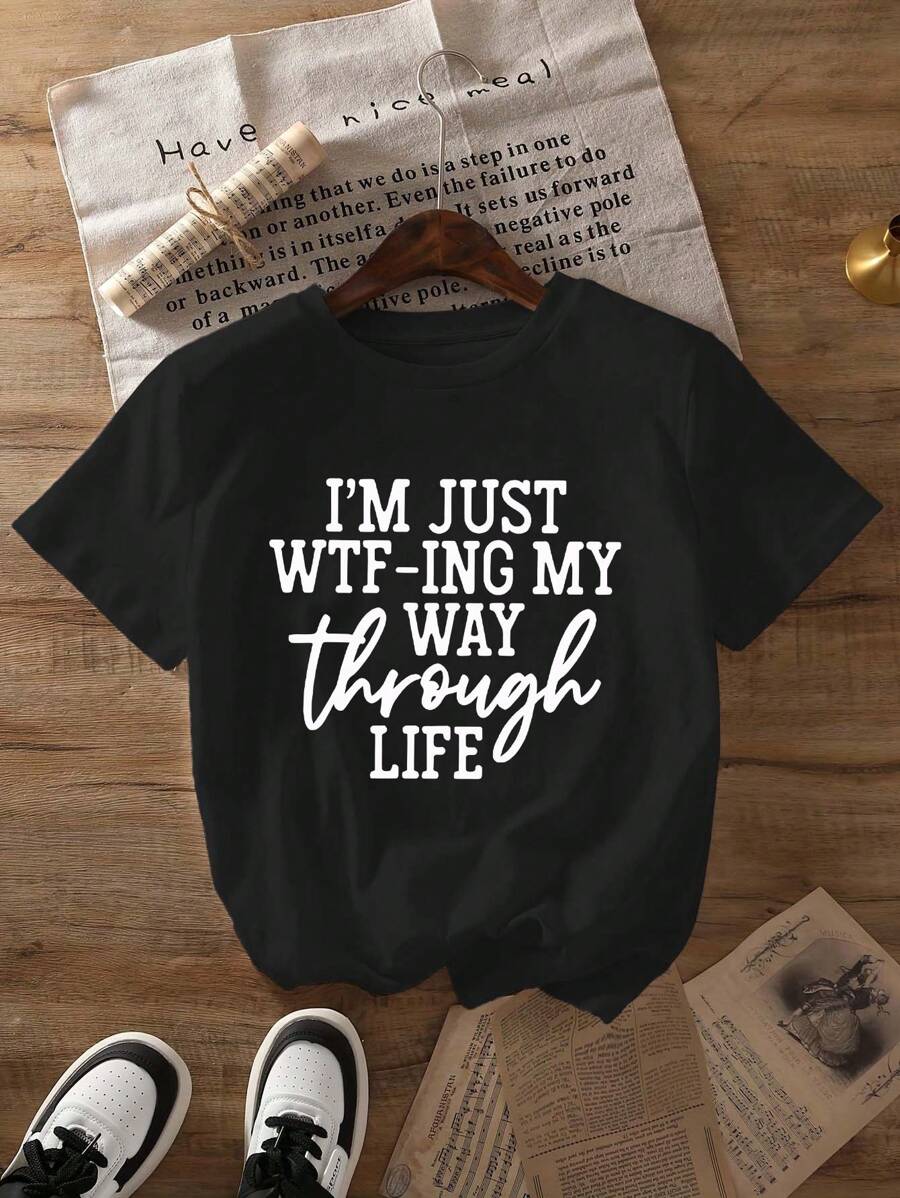 Summer Casual Women's Round Neck T-Shirt, Slim Fit Short Sleeved T-Shirt