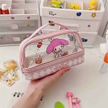 Sanrio 1pc Large Capacity Hello Kitty Pencil Case - Fun Cartoon Design With Kuromi, My Melody, And Cinnamoroll - , Portable Stationery Storage Box Suitable For School, Office, And Travel (Some Accessories Come In Random Colors)