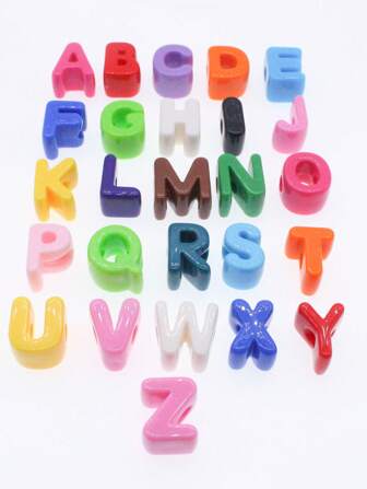 10Pcs Multi Color Big Hole Acrylic Letter Beads Handcraft Ornament Alphabet Spacer Necklace Accssories DIY Jewelry Department Mobile Phone Chain Jewelry Making