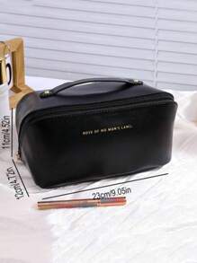 1 件 PU 皮革化妆包，旅行收纳洗漱包，女士浴室收纳化妆包，大容量，多功能手提包