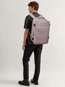 Unisex Large Capacity Travel Backpack, Made Of Waterproof Nylon Fabric Compliant With Flight Standards, Suitable For Hiking, Portable Design, Suitable For Outdoor Activities. Also Available In 14-Inch And 15.6-Inch Laptop Backpacks, Convenient For Commuting And Business Travel. , Pink - Coral Pink - View 9
