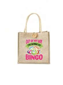 宾果之夜台球彩票图案女士小手提包，可重复使用印花女士手提包，双手柄购物书包，大容量单肩包，休闲手提包，圣诞节收纳袋，适合通勤、上学和购物 - 彩色 - 查看 15