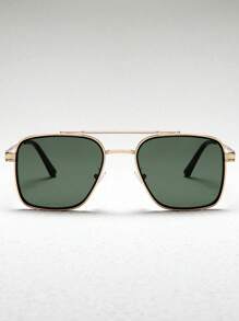 1 副男女通用方形时尚眼镜，撞色双圈时尚复古休闲时尚眼镜，配黑色皮盒，适合户外