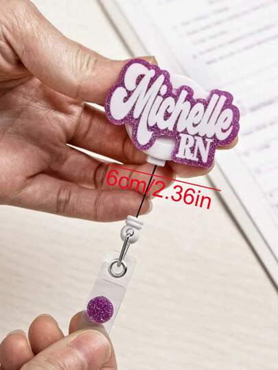 1/3/5pcs Personalized Nurse Badge Reel ,Custom Retro Groovy Name Glitter Tag Holder Acrylic Work ID Key Card Monogram Gift Her New Doctor RN LPN Clip,Cute Retractable Badge Holder Alligator Clip For Nurse Teacher Student Office Staff ID Tag Clip,Delicate Romance,Winter Grace,New Year Glamour