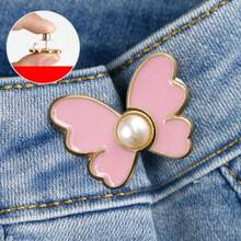 1pc Zinc Alloy Butterfly Shape Waist Adjuster Clasp, Detachable No-Drill No-Sew Waist Shrinker For Jeans, Trousers