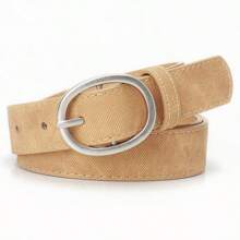 1pc Fashionable Casual Oval Metal Buckle Belt, Versatile For Jeans, Minimalist PU Leather Student Decoration Belt For Women Fall, Autumn, Halloween - Multicolor - View 11