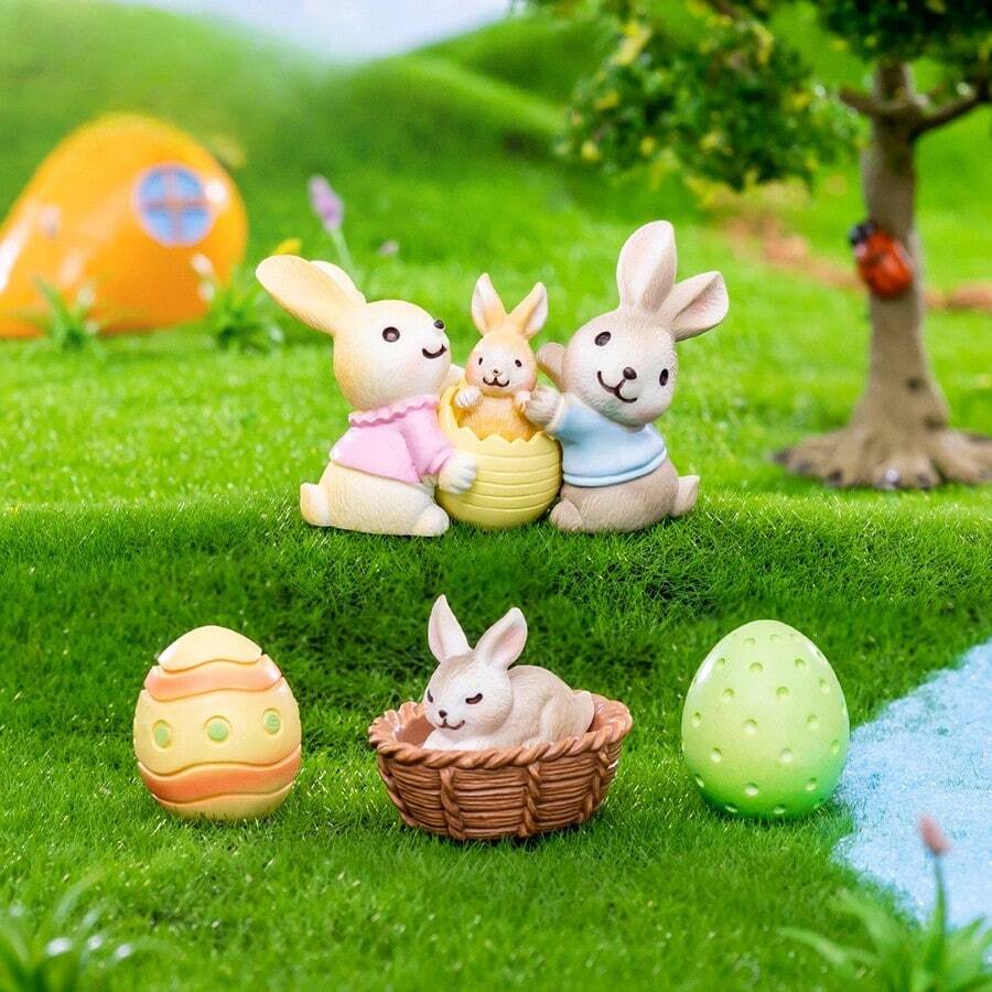 1pc Cute Easter Rabbit Blind Box Miniature Figurine, Decorative Accessory For Car, Desktop, Photography, Dollhouse, Birthday, Holiday Gift
