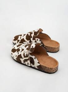 女士一脚蹬平底凉鞋，舒适简约平底拖鞋，奢华质感休闲鞋 - 棕色 - 查看 5