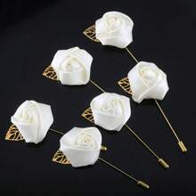 6pcs/Pack Groomsmen Lapel Flower, Silk Rose Brooch For Wedding Bride Bridesmaids, Men's Suit Accessory For Prom - Brooch - View 15