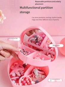 1 pièce Jolie boîte à bijoux avec miroir, boîte de rangement pour pinces à cheveux, boîte à bibelots en forme de cœur, cadeau d'anniversaire pour les filles, boîte à bijoux, support à bijoux, boîte à bijoux de bureau