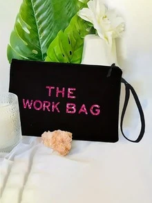 THE WOEK BAG 图案手提包和化妆包套装，女士时尚手提包带拉链粗麻布袋 - 购物完美选择，轻质粗麻布购物袋，女性伴娘的个性化婚礼礼品袋，女士旅行圣诞节、感恩节、万圣节、复活节、新年，女士最佳圣诞礼物圣诞包，创意圣诞礼物创意