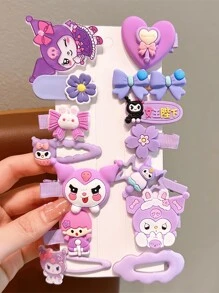 Sanrio 14PCS Sanrio Kuromi Cartoon Pattern Hair Clips,Bangs And Short Hair Kitty Hair Clips,Role-Playing Stage Performance Hair Accessories (Some Parts May Be Random)