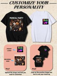 Spersonalizowana męska koszulka w dużym rozmiarze, wprowadź swój tekst/życzenia/zabawny tekst, prześlij zdjęcie ukochanej/najlepszego przyjaciela/zwierzaka/krajobrazu, spersonalizowana wiosenno-letnia czarna koszulka, walentynki, prezent świąteczny, prezent rocznicowy, firmowy strój team buildingowy, festiwal muzyczny, prezent dla niego, męska czarna koszulka z krótkim rękawem i okrągłym dekoltem, ozdoba na imprezę, stylowa, modna, hipsterska, na zamówienie, prosty kostium, skromna moda, minimalistyczny szyk, swobodny, niestandardowy, wyjątkowy, spersonalizowany, idealny prezent dla niego, rodziny, chłopaka, przyjaciół, dzieci