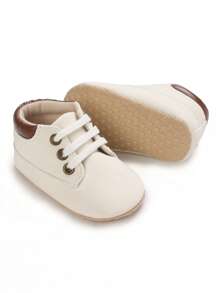 幼儿男童 PU 皮革拼接设计运动鞋，防滑平底休闲鞋，适合所有季节