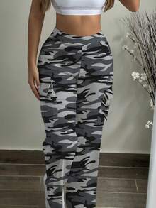 Women's Camouflage Cargo Pants, Retro Multi-Pocket Casual Comfortable Trousers For Outdoor, Hiking, Women Sports Jacket - Ocean Blue - View 3