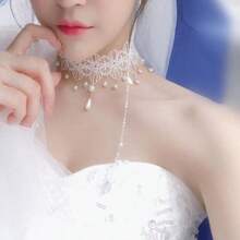 Women Fashionable Faux Pearl Decor Choker, For Party