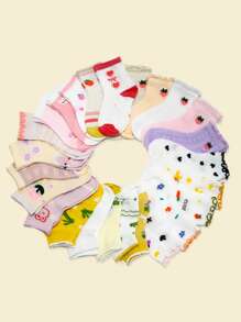 35 Pairs Kids Cute Colorful Knitted Soft & Comfortable Toddler Socks, Breathable Anti-Mosquito Lace Edge Outerwear Socks, Solid Color Socks For All Seasons - Multicolor - View 7