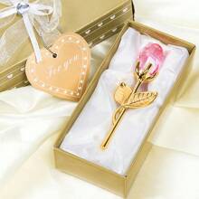 1pc Crystal Glass Rose Flower Craft, Wedding Favor Small Gift, Valentine's Day Gift, Mother's Day Gift For Mom, Commemorative Gift, Home Wedding Decor, With Gift Box