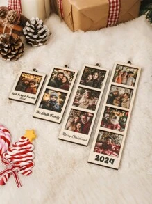 Cornice portafoto in legno minimalista personalizzata, stile da appendere, souvenir fai-da-te, cornice per esposizione di foto di bambini - Multicolore - Visualizzare 2