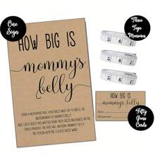 Juego de Baby Shower de género neutro, incluye cartel de pie y 50 tarjetas, 3 cintas métricas - Multicolor - Ver 1