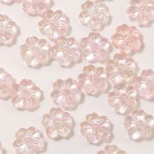 10/50pcs 14mm Glass Cherry Blossom Beads-For Jewelry Making, DIY Crafts, Necklaces, Bracelets - Transparent Multicolor Glass Bead