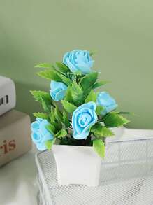 1pc Artificial Rose Simulation Potted Artificial Flower Bonsai, Foam Rose, Artificial Flower, Ornaments, Artificial Flower, Decoration, Festival, Party, Foam Flower Simulation Green Plant Decoration For Home, Hotel, Garden Decor Gifts Birthday Graduation Home Decor Back To School Room Decor School Supplies