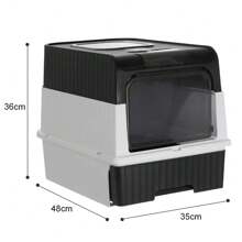 NetHong Large Self-Cleaning Cat Litter Box With Carbon Filter Technology, Hooded Enclosed Tray With Odour Control System & Anti-Splash Design, High Capacity Drawer-Style Potty Pan For Multi-Cat Households (Privacy Hood + Easy Scoop) - 黑色 - 查看 5