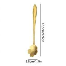 8pcs Cherry Blossom Coffee Spoon, Dessert Spoon, Ice Cream Spoon, Honey Spoon, Suitable For Home Kitchen, Party, Festival, Gift Back To School - Gold - View 8