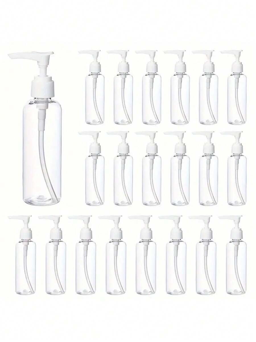 15 piezas Botellas dispensadoras transparentes a presión de 3.38oz a prueba de fugas, esencial de viaje - Adecuado para loción, gel de baño, crema facial, aceite de masaje, champú y acondicionador, portátil, a prueba de fugas, reutilizable, ideal para viajes y uso diario. - Blanco - Ver 1