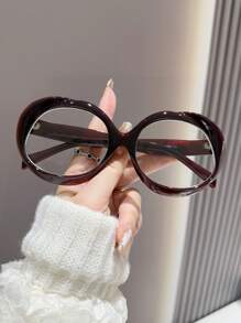 LiMiaoMiao 1pc Women Oval Clear Glasses, Y2K Color Matching Party & Travel Accessories