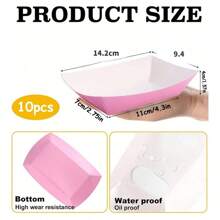 10/20 牛皮纸食品托盘、一次性棕色纸船、炸薯条架、爆米花盒、新年、圣诞派对、生日、情人节、周年纪念日、毕业典礼家庭活动 - 粉色 - 查看 10