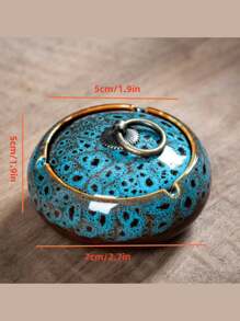 Ceramic Ashtray With Lid Round Cigar Ashtray Suitable For Home, Office, Bar/Restaurant, Also Can Be Used As Table Decoration. Office/Home Decoration, Smoking Set, Ashtray, Portable Car Ashtray, Mahogany Ashtray. Ceramic Collection Ornaments. Halloween/Christmas Decoration Ornaments. Holiday Gifts. Great Gift For Smokers (Kiln Fired, Appearance Has Been Changed) Gift For Smokers
