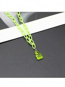 1 Stück Halskette mit kaugummi-farbigem Harz Anhänger für Frauen und Mädchen, Acrylkette Schmuck Großhandel Geschenke