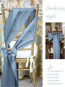 10 chiếc nơ satin màu xám xanh dùng để buộc ghế, ruy băng lụa, thích hợp cho tiệc chiêu đãi, sinh nhật, sự kiện, tiệc liên hoan, tiệc cưới tại khách sạn. - Màu xanh bụi bặm - Xem 8