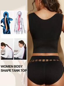 1pc Women Black Slimming Corset Tank Top, Bust Support, Waist Shaper Tummy Control Flat Belly Sheath Pants Underwear Shorts Lingerie Briefs Shapewear Waist Trainer Shaper 